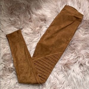 ✨HOST PICK- Faux Suede Moto Leggings -  Camel - XS